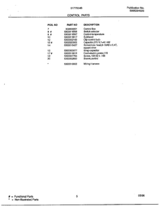 Control Parts Page 2 Diagram and Parts List for 5177004B  Frigidaire Air Conditioner