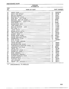 Freezer Page 4 Diagram and Parts List for 40437A-7  Frigidaire Freezer