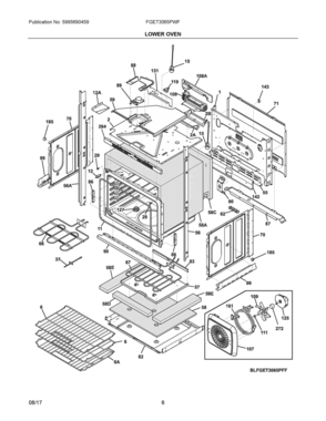04 - LOWER OVEN Diagram and Parts List for FGET3065PWF  Frigidaire Range