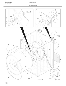 Cabinet/Drum Diagram and Parts List for GEF331CAS1  Frigidaire Dryer