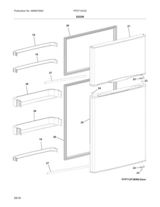 Door Diagram and Parts List for FFET1222QS0  Frigidaire Refrigerator