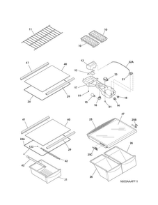 Part Location Diagram of 240364796 Maytag Refrigerator crisper drawer shelf frame