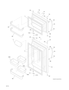 Doors Diagram and Parts List for FGHT2132PF1  Frigidaire Refrigerator