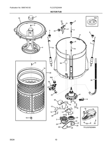 Motor/Tub Diagram and Parts List for FLCG7522AW4  Frigidaire Washer Dryer Combo