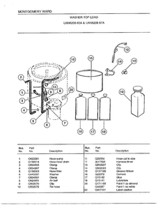 Washer Top Load Page 10 Diagram and Parts List for 6208A  Frigidaire Washer