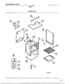 Basic Body Diagram and Parts List for 2820A  Frigidaire Range