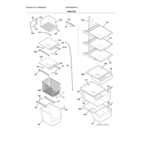 Shelves Diagram and Parts List for FPHS2699PF4A  Frigidaire Refrigerator