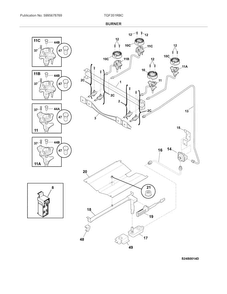 Burner Diagram and Parts List for TGF351RBC  Tappan Range