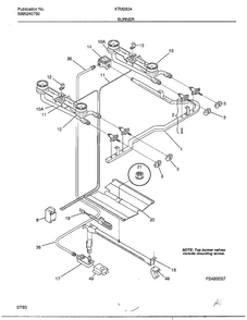 Burner Diagram and Parts List for 2834-80A  Frigidaire Range