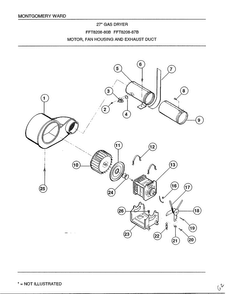 Motor/fan Housing And Exhaust Duct Diagram and Parts List for 8208B  Frigidaire Dryer