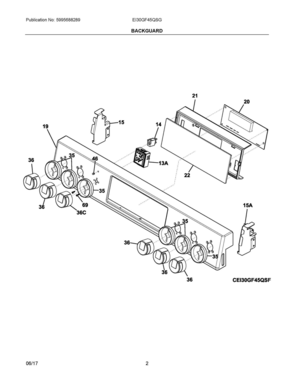 02 - BACKGUARD Diagram and Parts List for EI30GF45QSG  Frigidaire Range