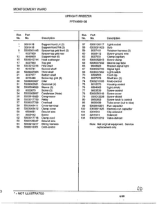 Upright Freezer Page 6 Diagram and Parts List for 49669B  Frigidaire Freezer