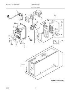 Ice Container Diagram and Parts List for FRMS2733AV00  Frigidaire Refrigerator