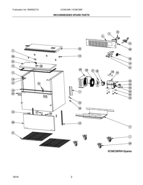 02 - RECOMMENDED SPARE PARTS Diagram and Parts List for KCMC58RW  Frigidaire Refrigerator