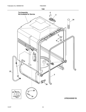 04 - TUB Diagram and Parts List for FBD2400KS9B  Frigidaire Dishwasher
