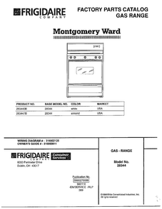 Gas Range/front Cover Diagram and Parts List for 283440B  Frigidaire Range