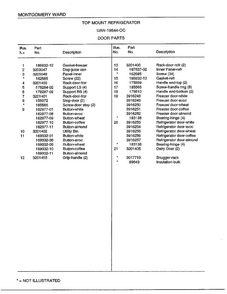 Door Parts Page 2 Diagram and Parts List for 19844C  Frigidaire Refrigerator
