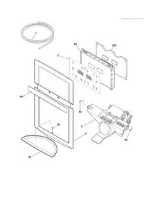 Controls & Ice Dispenser Diagram and Parts List for FGHF2369MP2  Frigidaire Refrigerator