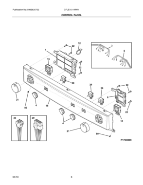07 - CONTROL PANEL Diagram and Parts List for CFLE1011MW1  Frigidaire Washer Dryer Combo
