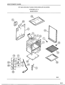 Basic Body Diagram and Parts List for 2822A  Frigidaire Range
