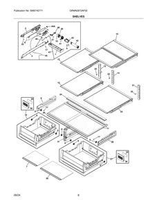 Shelves Diagram and Parts List for GRMN2872AF02  Frigidaire Refrigerator