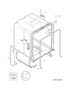 Tub Diagram and Parts List for WWBD2400HW8B  Westinghouse Dishwasher