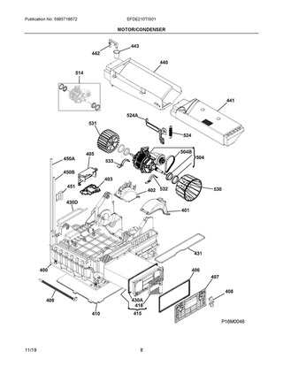 Motor/condenser Diagram and Parts List for EFDE210TIS01  Frigidaire Dryer