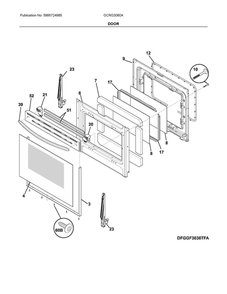 Door Diagram and Parts List for GCRG3060ADC  Frigidaire Range