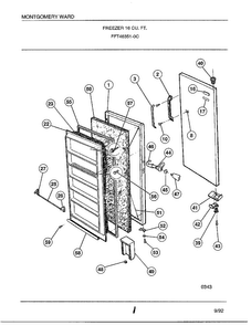 Freezer 16 Cubic Feet Diagram and Parts List for 46351-0C  Frigidaire Freezer