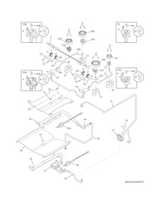 Burner Diagram and Parts List for FGGS3065PBM  Frigidaire Range