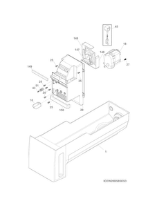 Ice Container Diagram and Parts List for 25370342210  Kenmore Refrigerator