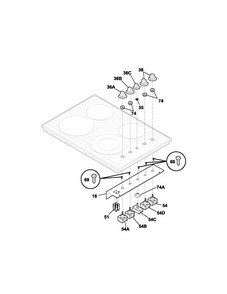Controls Diagram and Parts List for 79042731401  Kenmore Cooktop