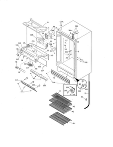 Cabinet Diagram and Parts List for KCBM180RQYA  Kelvinator Freezer