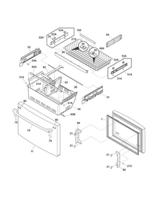 Freezer Drawer, Baskets Diagram and Parts List for EI23BC35KB6  Electrolux Refrigerator
