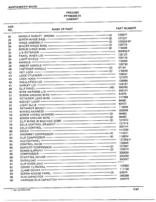 Freezer Page 2 Diagram and Parts List for 89258-7A  Frigidaire Freezer