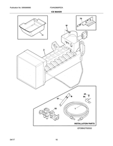 Ice Maker Diagram and Parts List for FGHN2866PEEA  Frigidaire Refrigerator