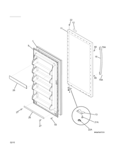 Door Diagram and Parts List for 25321242410  Kenmore Freezer