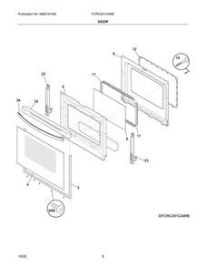 Door Diagram and Parts List for FCRC301CAWE  Frigidaire Range