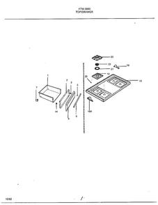 Top/drawer Diagram and Parts List for 2883  Frigidaire Range
