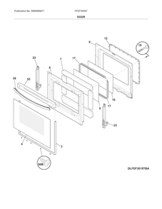 Door Diagram and Parts List for FFEF3054TWA  Frigidaire Range