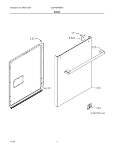 Door Diagram and Parts List for EDSH4944BS0A  Frigidaire Dishwasher