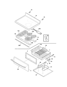 Top/drawer Diagram and Parts List for CPEF3081MFD  Frigidaire Range