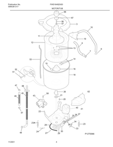 Motor/Tub Diagram and Parts List for FWS1649ZAS0  Frigidaire Washer