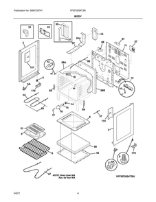 Body Diagram and Parts List for FFEF3054TSR  Frigidaire Range