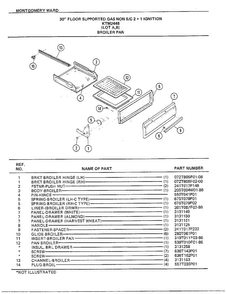 30" Floor Supported Broiler Pan Diagram and Parts List for 2448A  Frigidaire Range