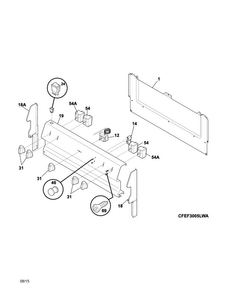 Backguard Diagram and Parts List for FFEF3005MQD  Frigidaire Range