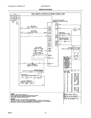 Wiring Diagram Diagram and Parts List for LFEW3026TFA  Frigidaire Wall Oven