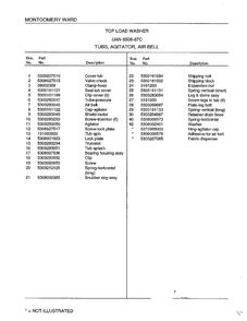 Tubs/agitator/air Bell Page 2 Diagram and Parts List for 6506-87C  Frigidaire Washer