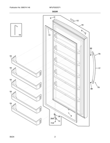 Door Diagram and Parts List for MFUF2022CF1  Frigidaire Freezer