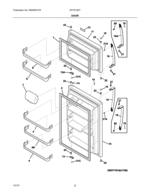 02 - DOOR Diagram and Parts List for CRTE182TS0  Frigidaire Refrigerator